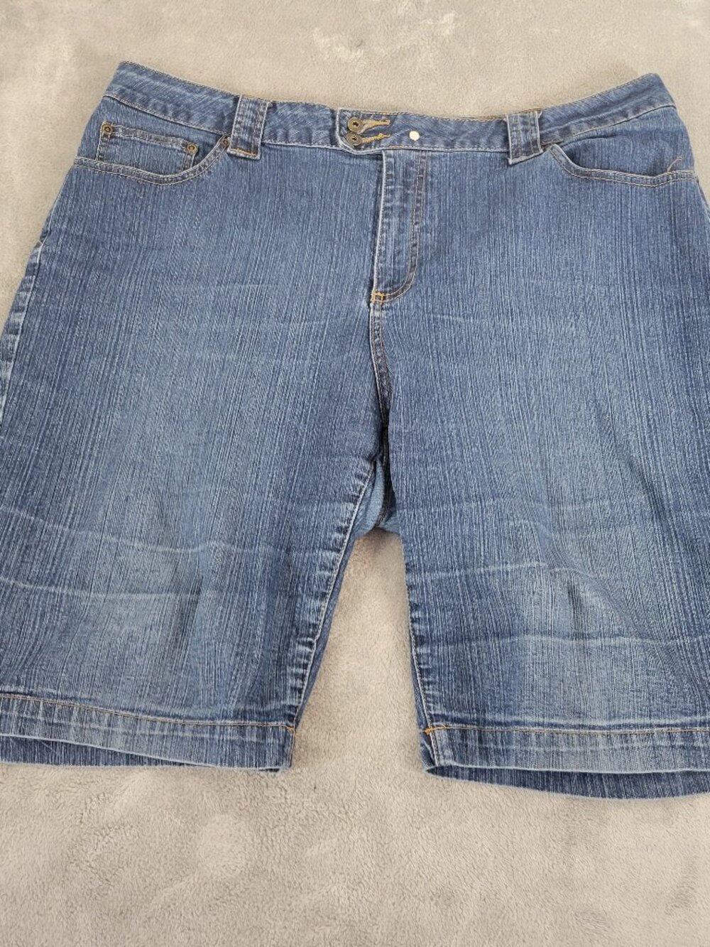 St. John's Bay Denim Shorts 18W Dark Blue Elastic Waist Stretch SHO3E
